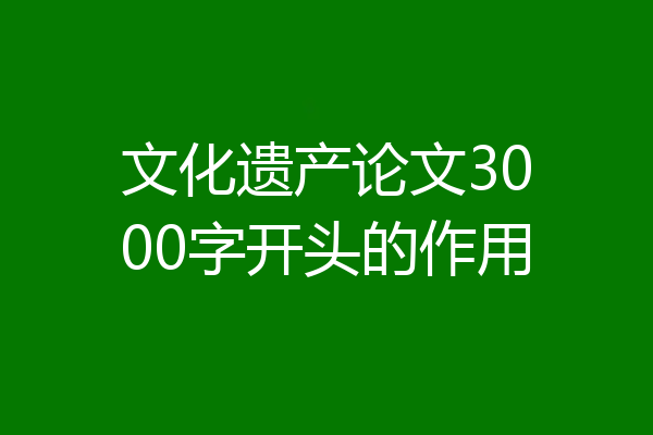 文化遗产论文3000字开头的作用