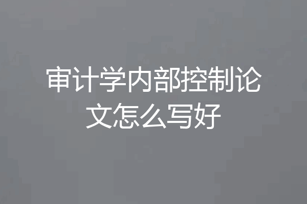 审计学内部控制论文怎么写好