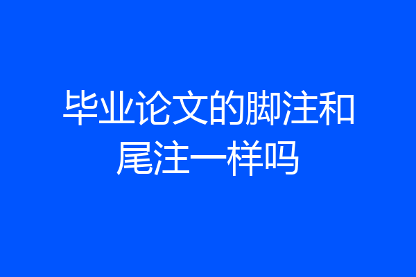 毕业论文的脚注和尾注一样吗