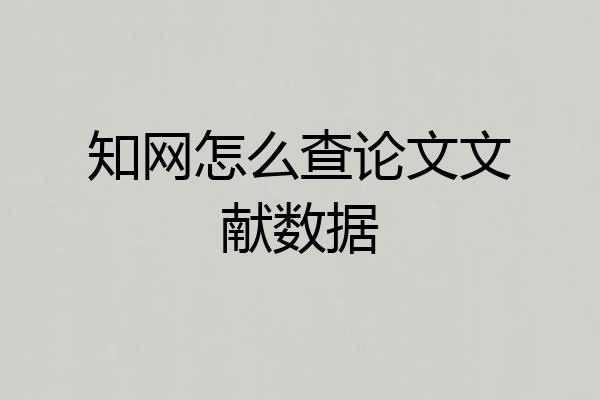 知网怎么查论文文献数据