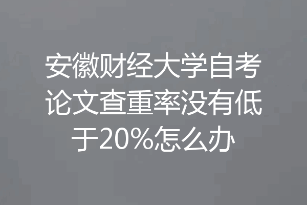 安徽财经大学自考论文查重率没有低于20%怎么办