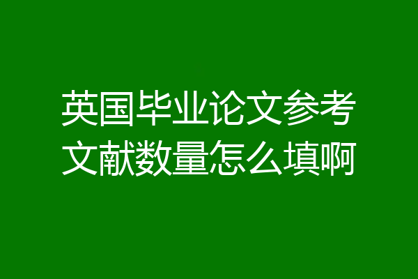 英国毕业论文参考文献数量怎么填啊