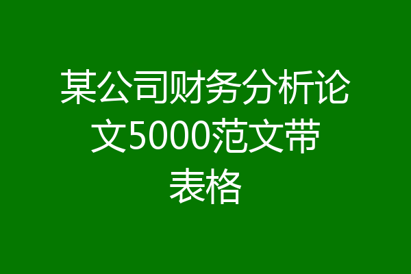某公司财务分析论文5000范文带表格