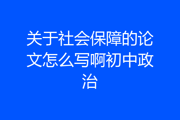 关于社会保障的论文怎么写啊初中政治