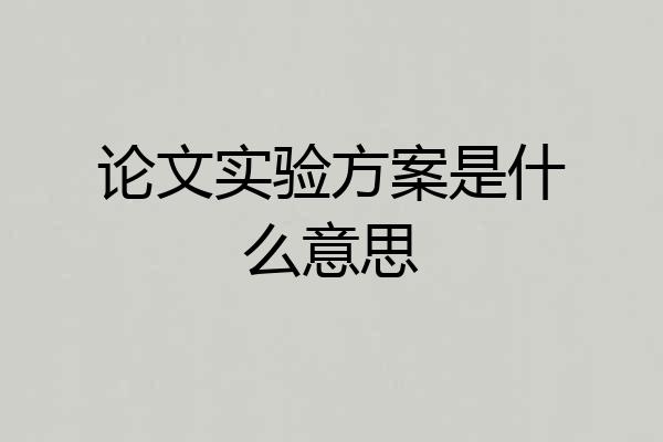 论文实验方案是什么意思