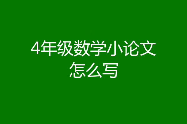 4年级数学小论文怎么写