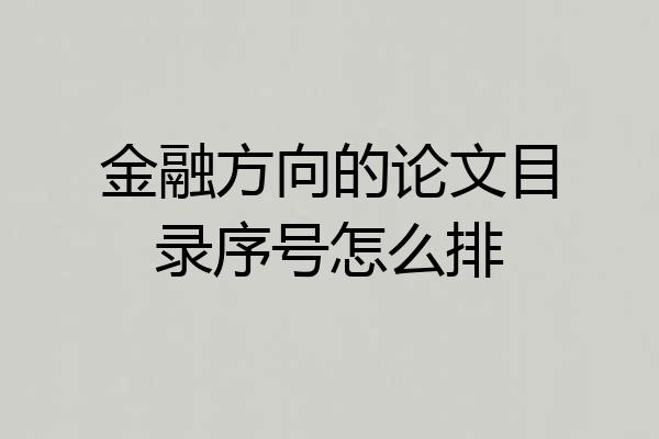 金融方向的论文目录序号怎么排