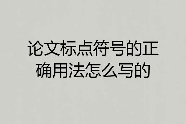 论文标点符号的正确用法怎么写的