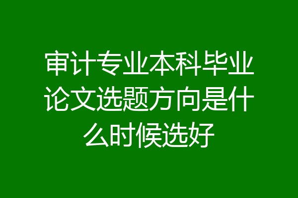 审计专业本科毕业论文选题方向是什么时候选好