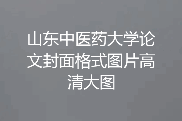 山东中医药大学论文封面格式图片高清大图