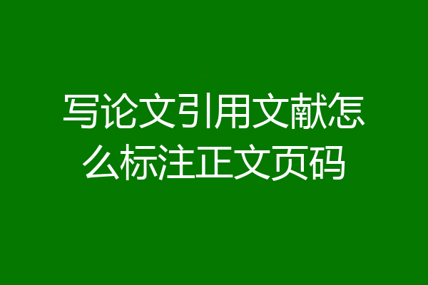 写论文引用文献怎么标注正文页码