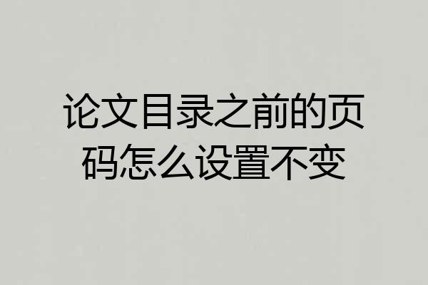论文目录之前的页码怎么设置不变