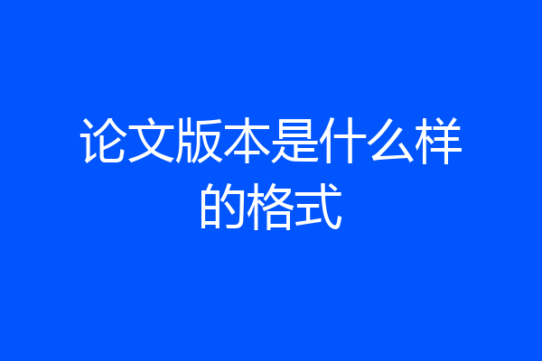 论文版本是什么样的格式