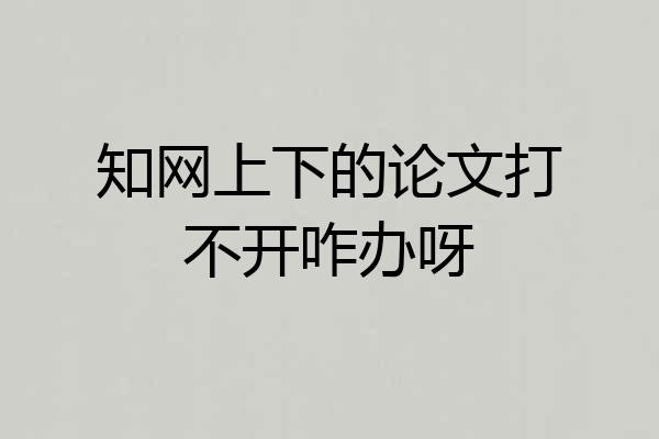 知网上下的论文打不开咋办呀