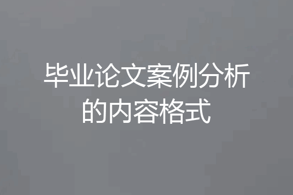 毕业论文案例分析的内容格式