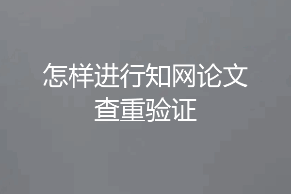 怎样进行知网论文查重验证