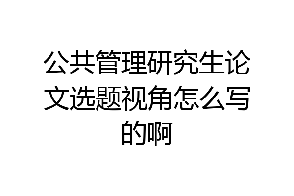 公共管理研究生论文选题视角怎么写的啊