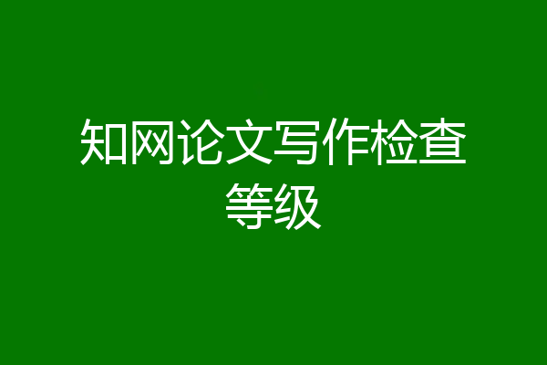 知网论文写作检查等级