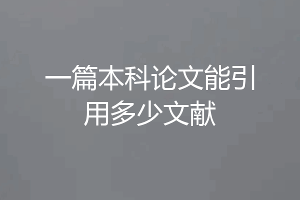 一篇本科论文能引用多少文献