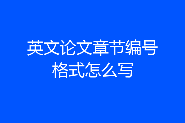 英文论文章节编号格式怎么写