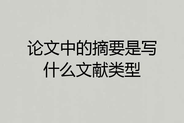 论文中的摘要是写什么文献类型