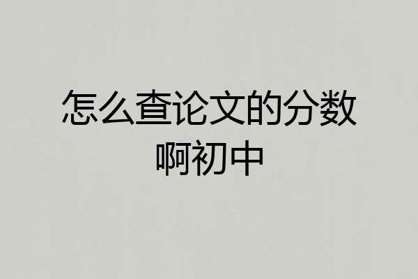 怎么查论文的分数啊初中
