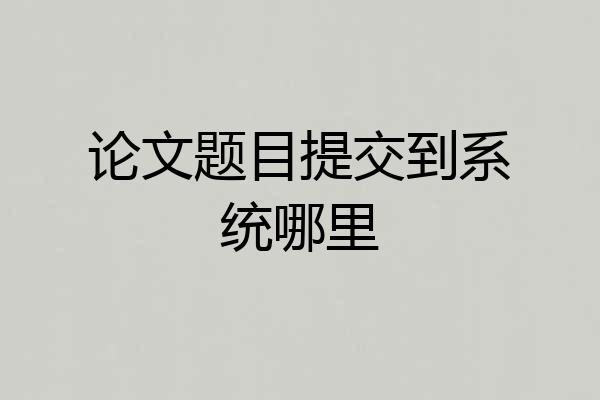 论文题目提交到系统哪里
