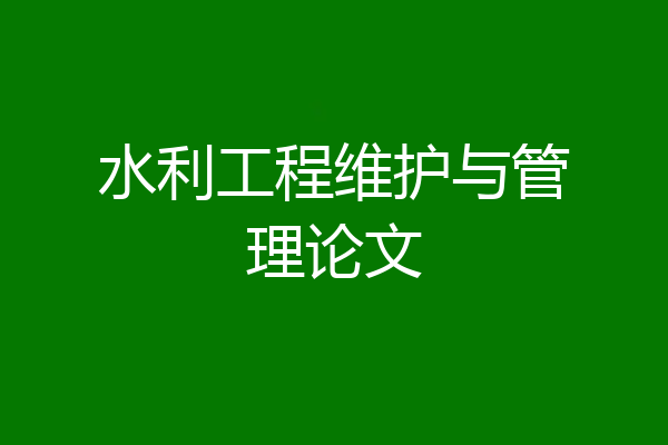 水利工程维护与管理论文