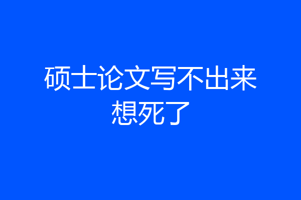 硕士论文写不出来想死了