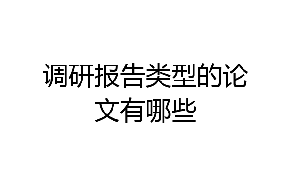 调研报告类型的论文有哪些