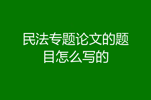 民法专题论文的题目怎么写的