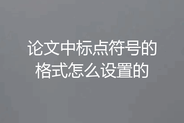 论文中标点符号的格式怎么设置的