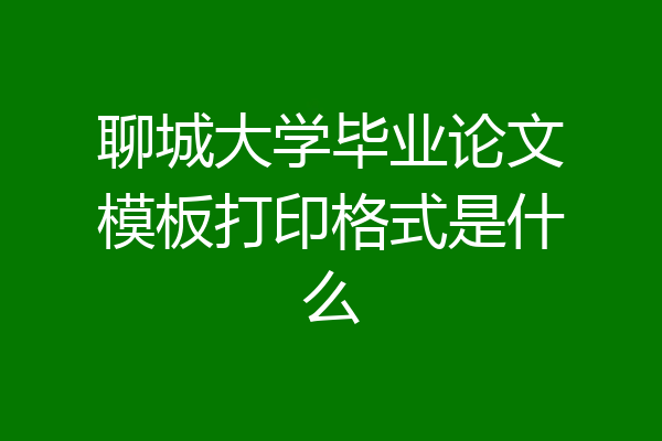 聊城大学毕业论文模板打印格式是什么