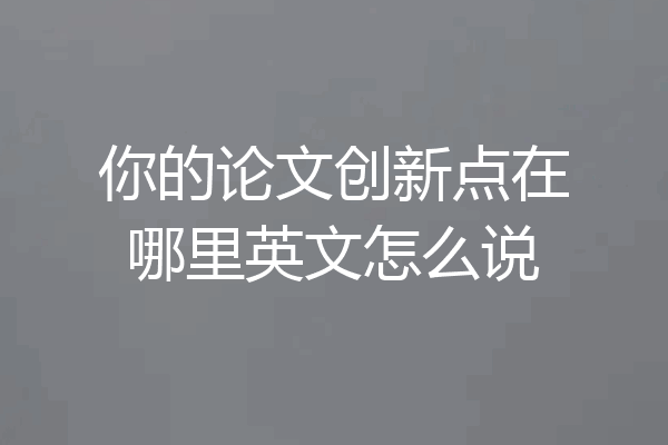 你的论文创新点在哪里英文怎么说