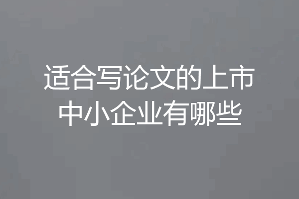 适合写论文的上市中小企业有哪些