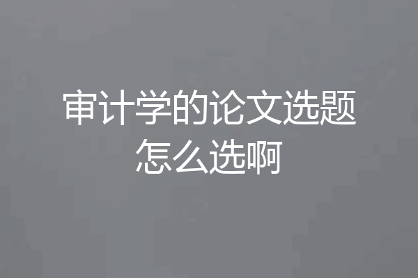 审计学的论文选题怎么选啊