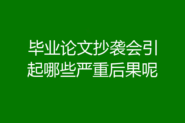 毕业论文抄袭会引起哪些严重后果呢
