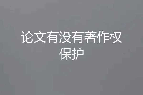论文有没有著作权保护