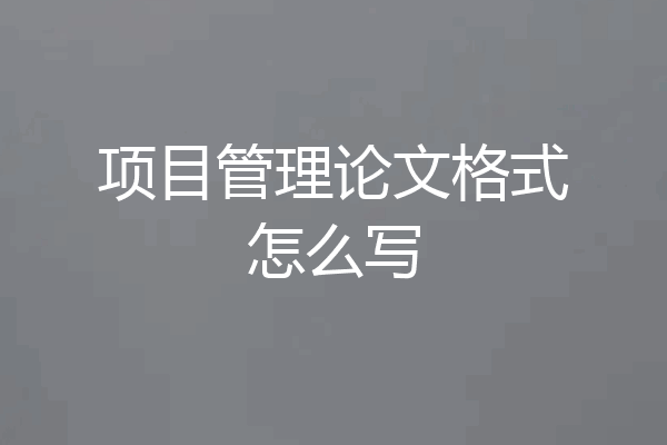 项目管理论文格式怎么写