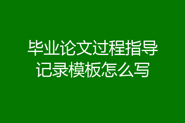 毕业论文过程指导记录模板怎么写