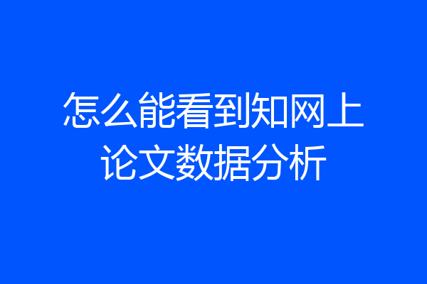 怎么能看到知网上论文数据分析