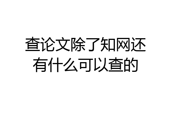 查论文除了知网还有什么可以查的