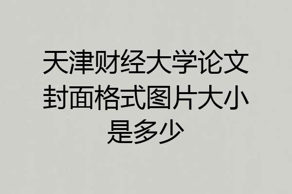 天津财经大学论文封面格式图片大小是多少