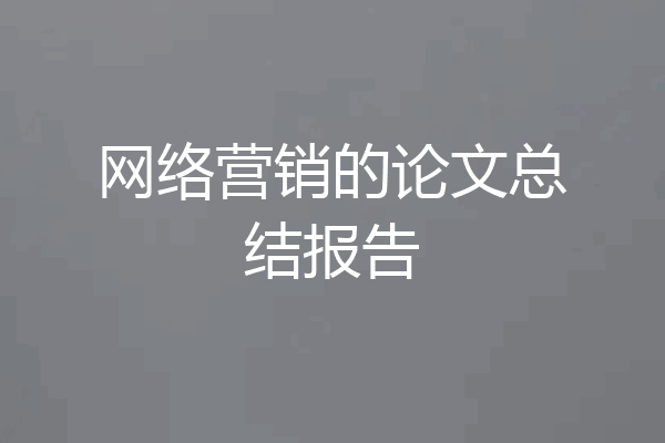 网络营销的论文总结报告