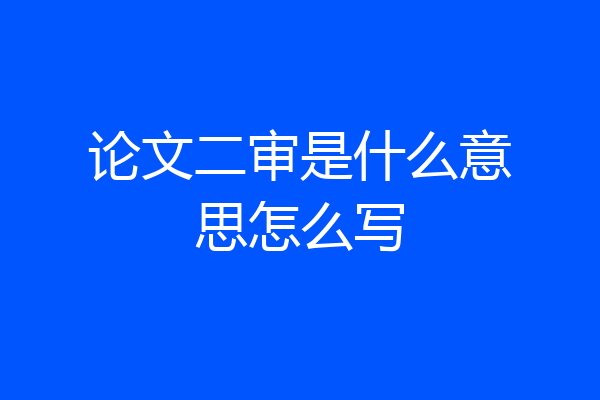 论文二审是什么意思怎么写