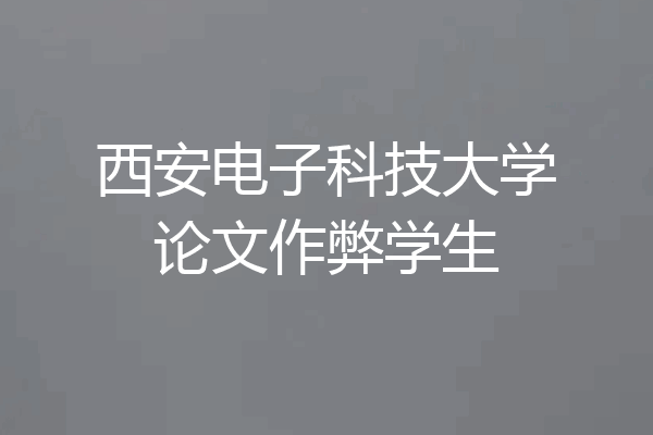 西安电子科技大学论文作弊学生