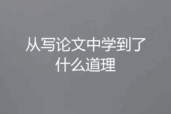 从写论文中学到了什么道理