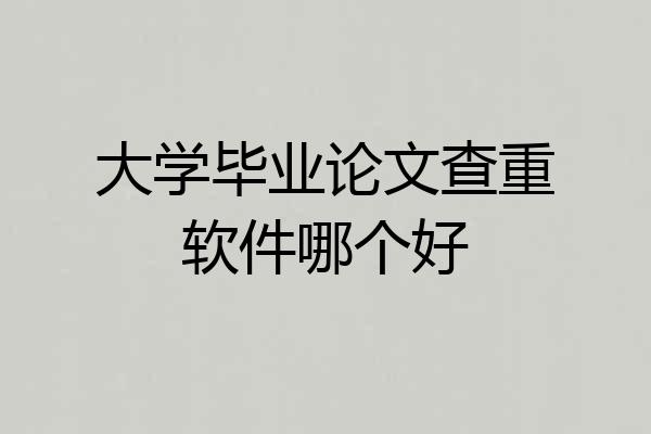 大学毕业论文查重软件哪个好