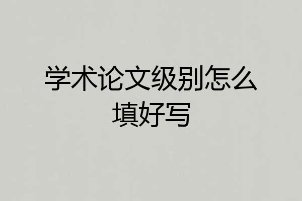 学术论文级别怎么填好写