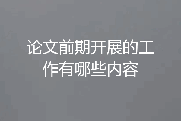 论文前期开展的工作有哪些内容